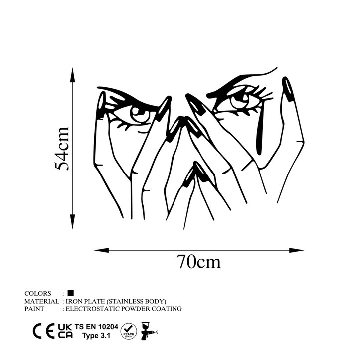 Wallity Woman Eyes Accesorio de Pared de Metal Negro